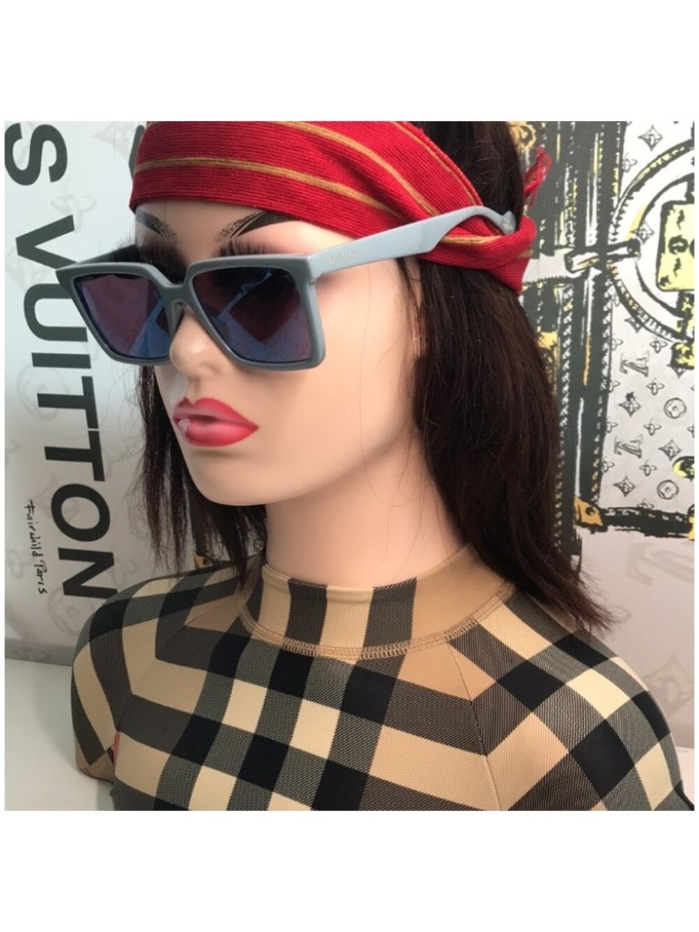 Gucci GG1540S Blue Square Sunglasses 003 New